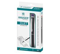 Hauser Duet Stylus Metal Body Ball Pen Box Pack | 2 In 1 Multi-Function Soft Touch Pen | Twist Mechanism, Multitask Between Paper & Touch Screen | Compatible With All Touch Screens | Blue Ink, Set Of