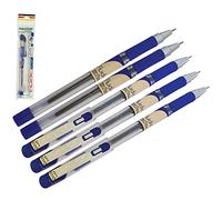 HAUSER Fluidic 5 x 0.7mm BLUE Acu-Flow Smooth Ballpoint Pens Soft Rubber Grip