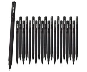 Hauser Germany 20 x Liquid Ink Needle Ballpoint Pen with Carbon Fibre Barrel Design, Medium 0.5mm Nib, Black Ink