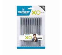 Hauser Xo Ball Pen Box Pack | Tip Size 0.7 Mm | Sleek Body & Minimalistic Design | Matt Finish | Solid Body Type | Low Viscosity Ink | Ultra Durable Tip | Black Ink, Set Of 10 Pcs