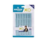 Hauser Germany XO Ball Pen Wallet Pack | 0.6 mm Tip Size | Comfortable Grip With Smudge Free Writing | Smooth, Sturdy & Refillable Pen | Blue Ink, Set of 10 Ball Pens