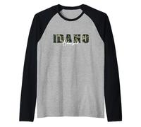 Hauser Idaho Camo Novelty Graphic Souvenir Raglan Baseball Tee