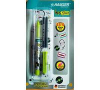 HAUSER Ink Jazz Iridium Tip BLACK BLUE Fountain Pen Smooth Round Cushioned Nib (GREEN BODY)