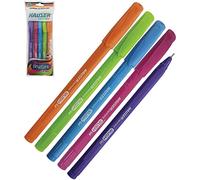 HAUSER Rush Fine Smooth Quality Gel Pens Triangular Comfort Grip (5 x 0.7mm BLUE Gel Pens + 1 x ZOFAX Black Ball Pen)