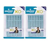 Hauser XO 0.6mm Ball Pen Box Pack | Sleek Body & Minimalistic Design | Matt Finish & Solid Body Type | Low Viscosity Ink With Ultra Durable Tip | Blue Ink, Pack of 20 Pens