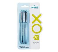 Hauser Xo 20 Retractable Ball Pen Blister Pack | Tip 0.7mm | Sl ody & Minimalistic Design | Matt Finish | Solid Body Type | Low Viscosity Ink | Ultra Durable Tip | Blue Ink, Set of 3 Pcs X 5 Pack