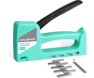 HAUSHOF Hand Stapler Gun Green Upholstery Staple Gun Wood Stapler for Staples Type 53, with 800 Staples 8 mm and Staple Remover for Wood, Fabric, Furniture