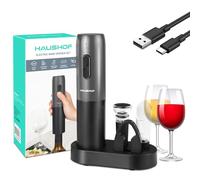 HAUSHOF Rechargeable Wine Bottle Opener, Electric Wine Bottle Opener with Foil Cutter, Wine Pourer and Vacuum Wine Stopper, Electric Corkscrews with USB Charging