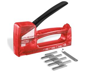 HAUSHOF Staple Gun Kit with 800 Staples | Red, Type 53 Staples, Upholstery Stapler, Wood DIY Use, Staple Remover Included