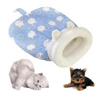 Hausio Cat Sleeping Bag for House Cats, 45 x 55 cm Plush Cat Sleeping Bag for Winter, Cat Sleeping Bag, Cat Sleeping Bag, Cat Bed, Fluffy Tunnel for Cats up to 7.5 kg (Blue)