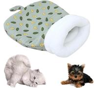 Hausio Cat Sleeping Bag for House Cats, 45 x 55 cm Plush Cat Sleeping Bag for Winter, Cat Sleeping Bag, Cat Sleeping Bag, Cat Bed, Fluffy Tunnel for Cats up to 7.5 kg (Green)