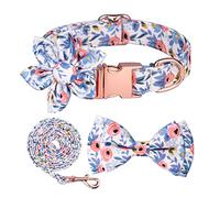 Hausio Dog Collar with Bow Tie, Collar Dog, Kitten Dog Collars, Dog Lead with Collar, Durable, Comfortable Cotton Collar, Dog, Small, Puppy, Bow Tie, Bell for Dogs (Purple, M)