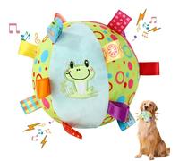 Hausio Interactive Dog Toy Ball, 15 cm Durable Dog Football with Handle, Football for Dogs, Water Toy Dogs, Dog Ball for Outdoor, Indoor, Lawn, Swimming (Green)