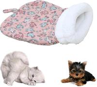 Hausio Sleeping Bag for Cats - Cat Sleeping Bag, 45 x 55 cm Plush Cat Sleeping Bag for Winter, Cat Sleeping Bag, Cat Bed, Fluffy Tunnel for Cats up to 7.5 kg (Pink, M)