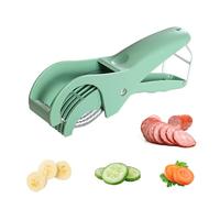 Hausio Stainless Steel Banana Slicer, Multifunctional Fruit and Vegetable Salad Spinner, Easy to Grip, Kitchen Tool for Cutting Bananas, Sausage, Strawberries and Grapes (Green)