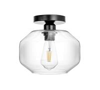 HAUSPRO Boston Globe Semi Flush Ceiling Light, Modern Glass Globe Flush Mount Light Fixture, Minimalist Ceiling Lamp for Bedroom, Living Room