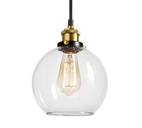 HAUSPRO Chicago Pendant Industrial Hanging Ceiling Light with Clear Glass Shade, Adjustable Height Ceiling Light for Kitchen, Dining Room