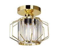 HAUSPRO Milan Gold Geometric Crystal Flush Mount Ceiling Light, Modern Luxury Ceiling Fixture with Clear Crystals, Elegant Lighting for Bedroom, Living Room