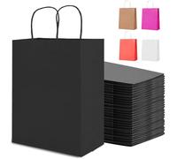 HAUSPROFI 25pcs Kraft Paper Bags for Gifts, Food & Sweets, Strong Carrier Bags with Twisted Handles for Kid Parties, Weddings, 27x21x11cm, Thicken 130gsm