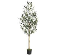 HAUSPROFI 5FT Artificial Olive Tree, 150cm Tall Faux Olive Plants, Artificial Fake Plants with Lifelike Leaves, Natural Wood Trunk, Fruits, Suitable for Home Living Room Corner Office Decor (150CM)