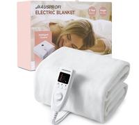 HAUSPROFI Electric Blanket, Heated Underblanket Bed Warmer with Dual Control 5 Heat Settings 10 Timer Settings Soft Fleece Polyester, Machine Washable with Detachable Control (150 * 80cm)