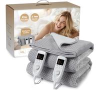 HAUSPROFI Electric Blanket King Size, Heated Underblanket Bed Warmer with Dual Control 5 Heat Settings 10 Timer Settings Soft Fleece Flannel, Machine Washable with Detachable Control (165 * 137cm)