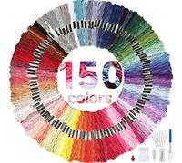 HAUSPROFI Embroidery Threads, 150 Colors Cross Stitch Thread, Embroidery Kit Perfect for Friendship Bracelets, 8m 6-Strand Floss Kit with Needles, Fade-Resistant & Tangle-Free Craft Supplies
