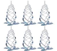 Hausse 6 Pack Bird Repellent Spiral Reflectors Silver Mylar Spinner, Hanging Reflective Bird Deterrent Device, Garden Decorative Scare Birds Away, Like Woodpeckers, Pigeons and Geese