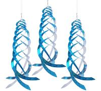Hausse Bird Repellent Spiral Reflectors Blue Mylar Spinner, Hanging Reflective Bird Deterrent Device, Garden Decorative Scare Birds Away, Like Woodpeckers, Pigeons and Geese, 3 Pack