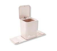 HAUSSIMPLE Car Trash Can for Vehicles Leakproof Compact Garbage Bin w/Stability Flap, Anti-Slip Base, Portable Trash Holder for Cars, Trucks, SUVs, Minivans (Mocha with Lid, Medium)