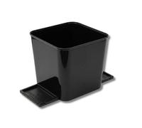 HAUSSIMPLE Car Trash Can Garbage Bin 1.4 Gallon Plastic Spill-Proof Auto Wastebasket with Stability Flaps Free 20 Drawstring Trash Bags 7.5 x 7.3 in (Black w/o Trash Bag)