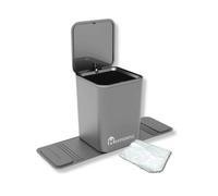 HAUSSIMPLE Car Trash Can with Stability Wings - Leakproof Portable Garbage Bin for Fabric & Rubber Mats - Compact Durable Plastic Auto Organizer for Cars, SUVs, Trucks (Gray with Lid, Medium)