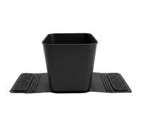 HAUSSIMPLE Car Trash Can with Stability Wings - Leakproof Portable Garbage Bin for Fabric & Rubber Mats - Compact Durable Plastic Auto Organizer for Cars, SUVs, Trucks (Black with Flap, Small)