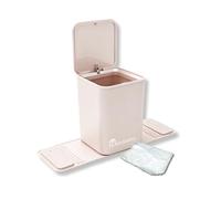 HAUSSIMPLE Car Trash Can with Stability Wings - Leakproof Portable Garbage Bin for Fabric & Rubber Mats - Compact Durable Plastic Auto Organizer for Cars, SUVs, Trucks (Mocha with Lid, Medium)