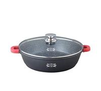 Haussmann Heritage Stone Style Sauté Pan with Glass Lid - Cast Aluminium Induction & Oven (260°C) - Insulated Silicone Handles - Large Capacity for Home Kitchen (40 cm/9 cm/10 L)