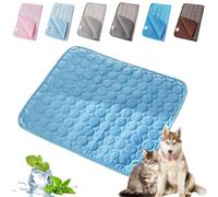 Haustiere Pfotenfrost Matte, Premium Kühlmatte Für Katzen Hunde, Sommer Atmungsaktiv Waschbares Selbstkühlende Hundematte, Ideal Für Zuhause Auto Und Outdoor (Dunkelblau,M-62 * 50cm)