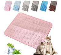 Haustiere Pfotenfrost Matte, Premium Kühlmatte Für Katzen Hunde, Sommer Atmungsaktiv Waschbares Selbstkühlende Hundematte, Ideal Für Zuhause Auto Und Outdoor (Rosa,L-70 * 55cm)