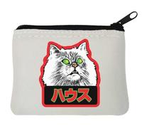 Hausu Cat White House Cat Neoprene Coin Purse Pouch 10x11cm White