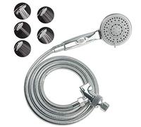 HauSun Handheld Shower Head with On/Off Switch - 5 Spray Settings 6.5 Feet Extra Long Hose High Pressure with Bathroom Faucet Kit - Universal Adapter Holder Mount for Wall,Chrome Finish