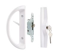 HauSun Patio Sliding Door Handle Set with Lock Key Cylinder,Mortise Lock and Face Plate,Complete Replacement Handle Lock Set Fits Door Thickness from 1-1/2" to 1-3/4",Reversible Design