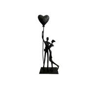 Haute Collage Bound by Love - Cast Iron Sculpture - Couple Embracing 1 Holding a Heart Baloon Shadow Art Metal Decor Abstract Man Woman Lovers Valentine's Day