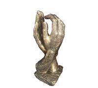 Haute Collage Large Bronze Hands Sculpture Wedding Present Marriage Proposal Life-Size 26cm /10 inch 830 gms (Antique-Gold)