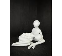 Haute Collage Modern Abstract - A Tender Embrace Sculpture depecting unconditional love confort care togatherness (White)