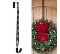 Haute Decor Hook & Lattice Metal Adjustable Length Over The Door Wreath Hanger, Matte Black (1 Pack) - Strong Unique Modern Design, Holds 20 Pounds