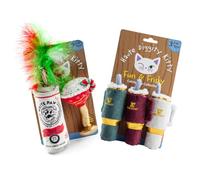 Haute Diggity Kitty Holiday White Paw & Pawpermint Cattini + Holiday Snuggly Cups Set, Plush Cat Toys Catnip Filled with Interactive Crackle Sound, Safe & Durable Toys for Cat & Kitten, 5 Pcs