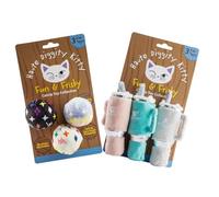 Haute Diggity Kitty Vuiton Monogram Balls + Snuggly Cups Set, Plush Cat Toys Catnip Filled with Interactive Crackle Sound, Safe & Durable Toys for Cat & Kitten, 6 Pcs
