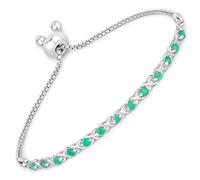 Haute Facets Emerald Bracelet Natural Emerald Round Adjustable Bolo Bracelet 925 Sterling Silver May Birthstone Silver Emerald Bracelet (Adjustable up to 10 inches) for Women