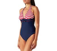 Haute pression Women's Striped Swimsuit - Blue - 14 UK (Manufacturer size : 42)