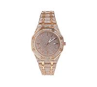 Haute Sauce Women's Embellished Analog Dial with Stainless Steel Strap | Foldover Closure | Quartz Movement | Battery Power | Fashion Wrist Belt Watch for Female and Girls, C17-Rose Gold, Modern