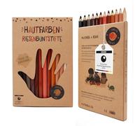 Hautfarben Extra Thick Colouring Pencils, Giant Colouring Pencils in 12 Skin Tones, Thick Lead for Toddlers, Ergonomic, Sustainable Materials, Pencils, Natural Brown Tones